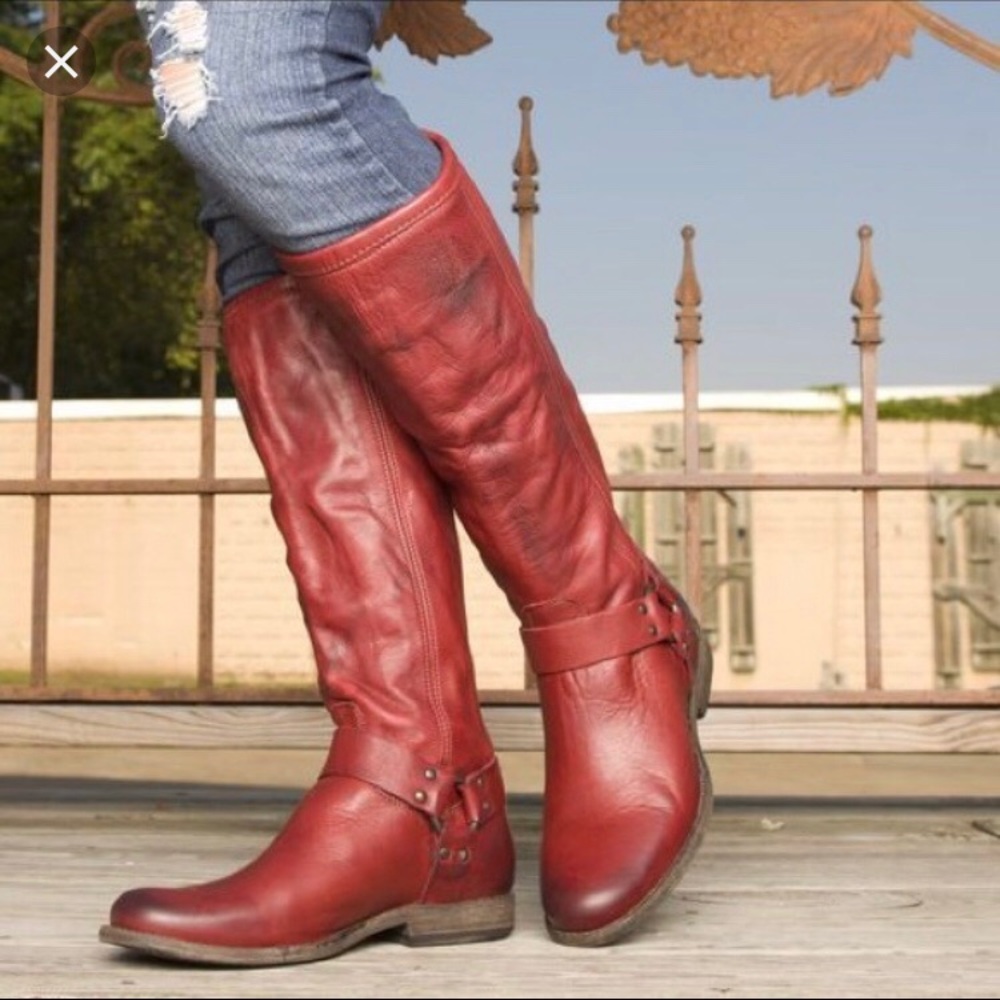 Frye Phillip Harness Tall Burnt Red - Picture 8 of 8
